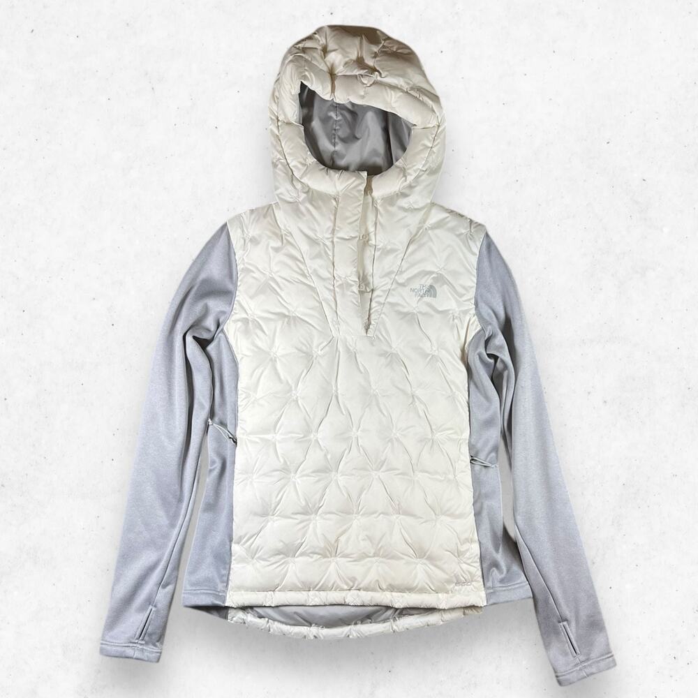 The North Face Women's Size M Mash-Up Pullover White Gray w/ Hoodie Open Thumbs